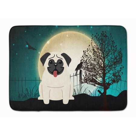 Carolines Treasures Halloween Scary Pug Cream Machine Washable Memory Foam Mat BB2194RUG